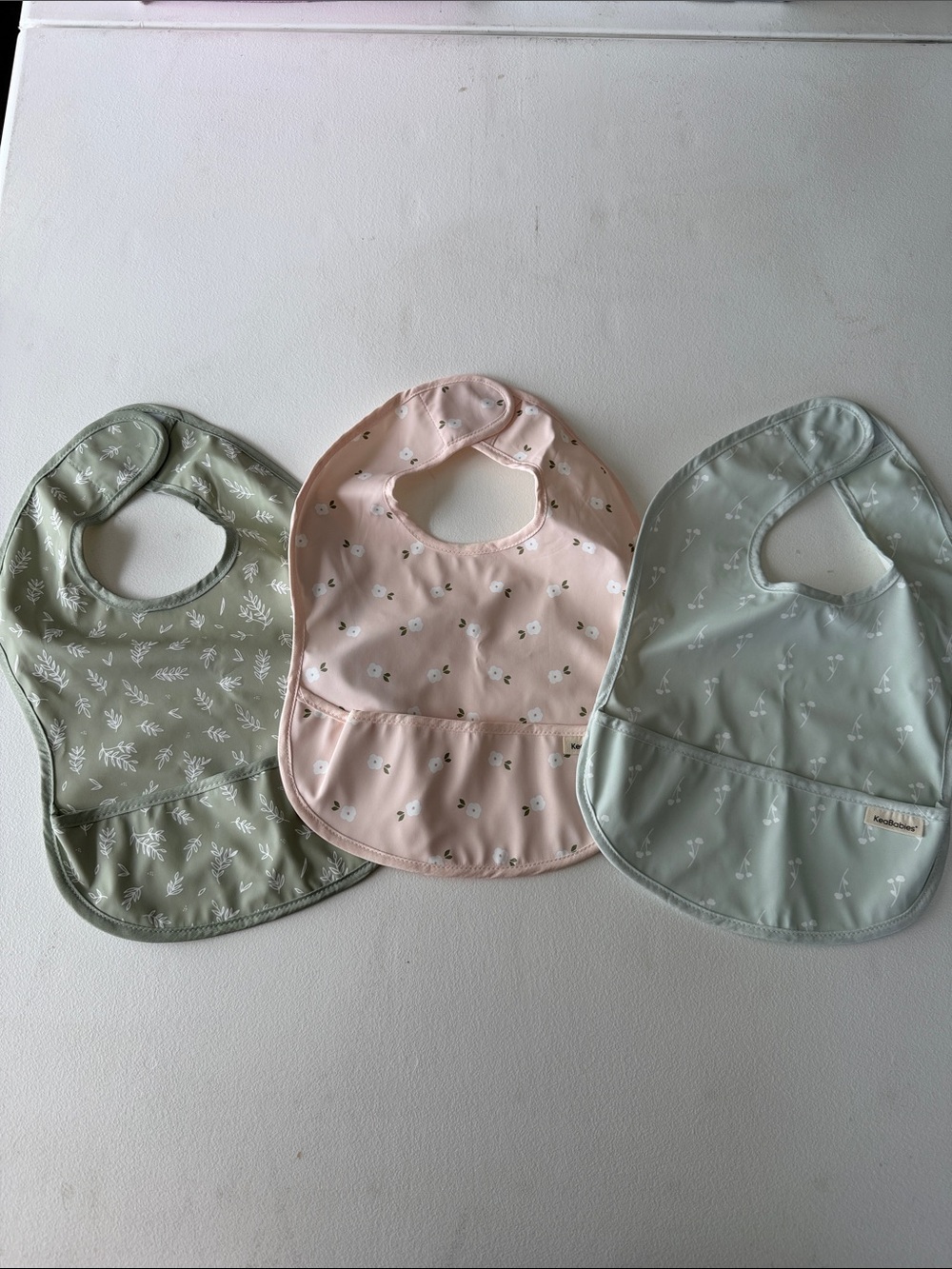 Keababies - Baby Waterproof Bibs - Pack of 3 (Pink, Sage, Mint)